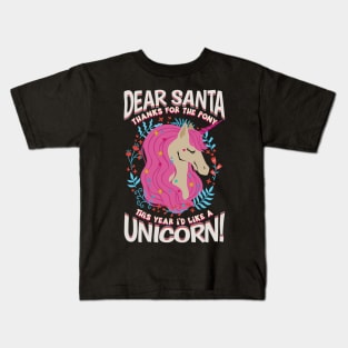 Dear Santa Christmas Unicorn Merry Xmas Kids T-Shirt